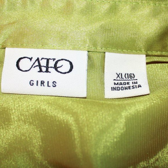 Cato | Green Silk Button-down Blouse | Girls - Picture 4 of 5